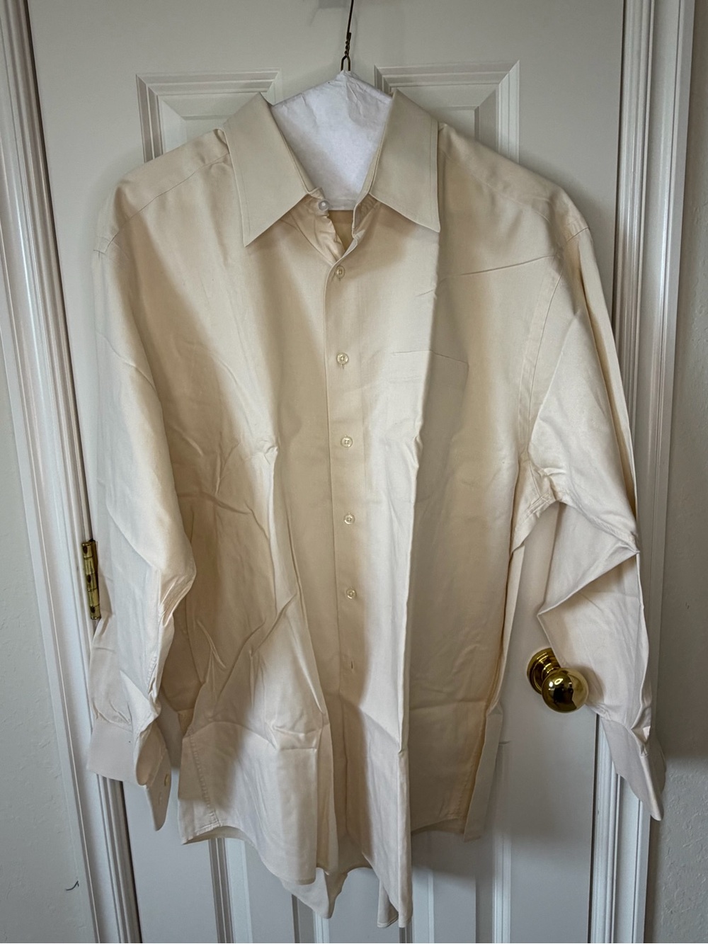Joseph Abboud Cream Long-Sleeve Dress Shirt 17.5, 36/37